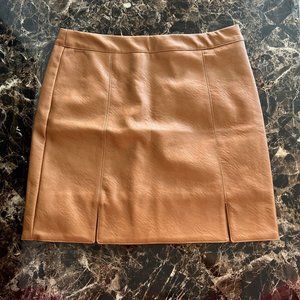 Shine Star Women  Vegan Leather Mini Front Slit Skirt Brown Tan Size Medium